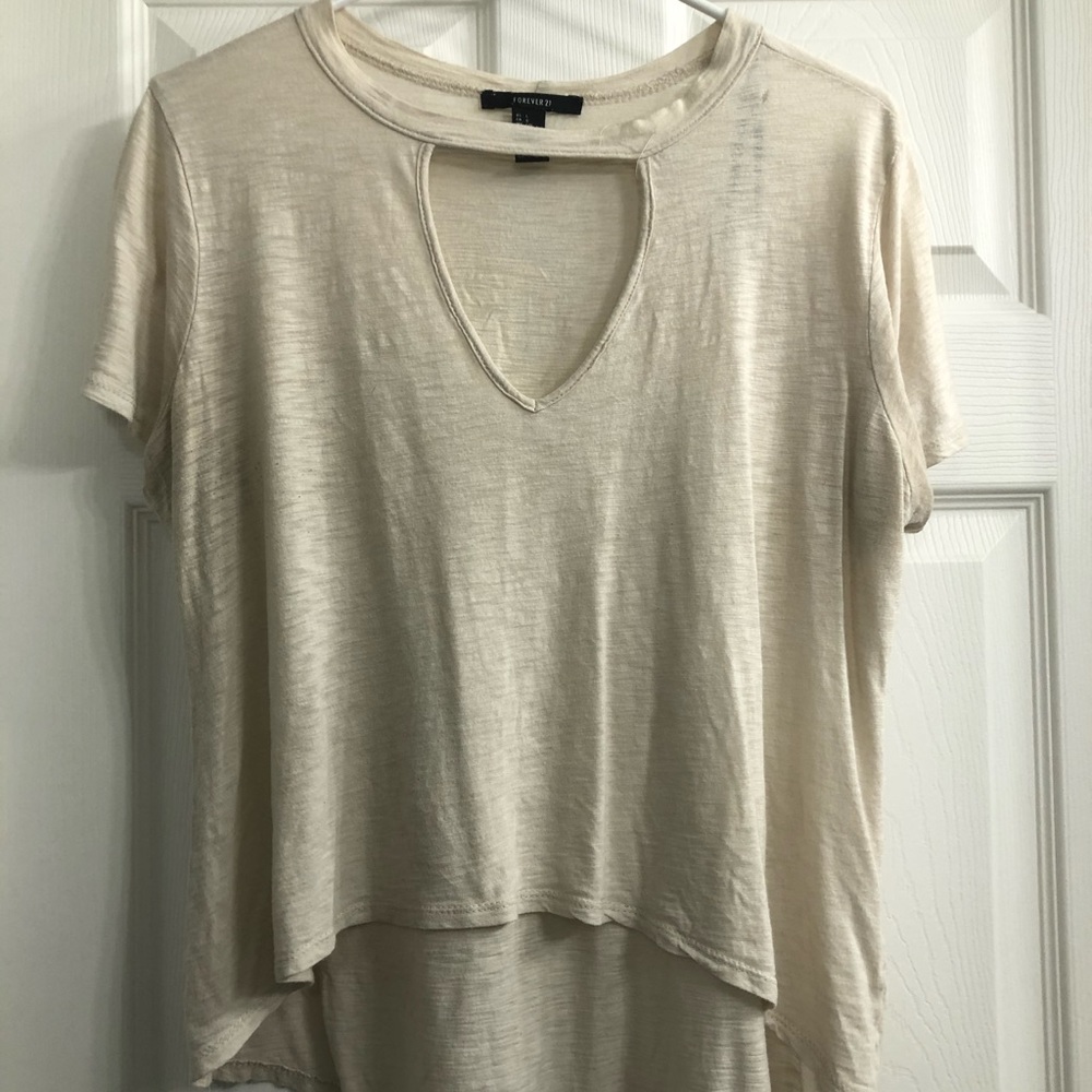 Creme high low shirt